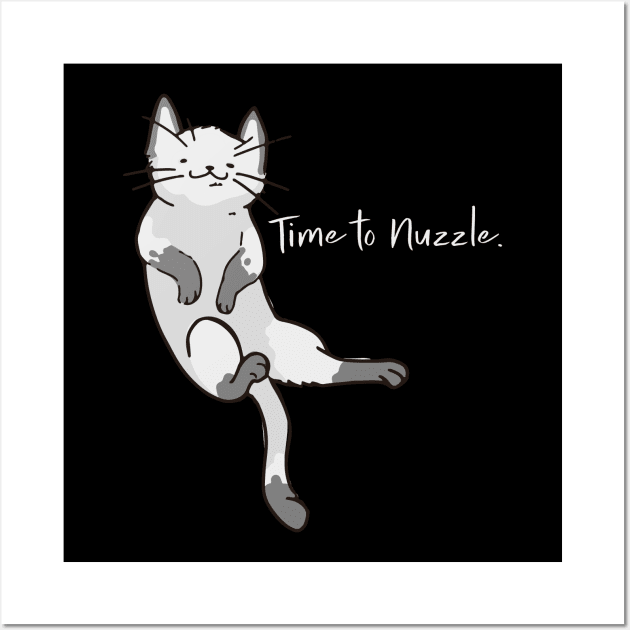 Time to Nuzzle cute adorable doodle cat t-shirt Wall Art by hammerhead555000